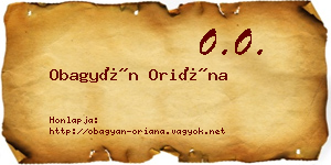 Obagyán Oriána névjegykártya